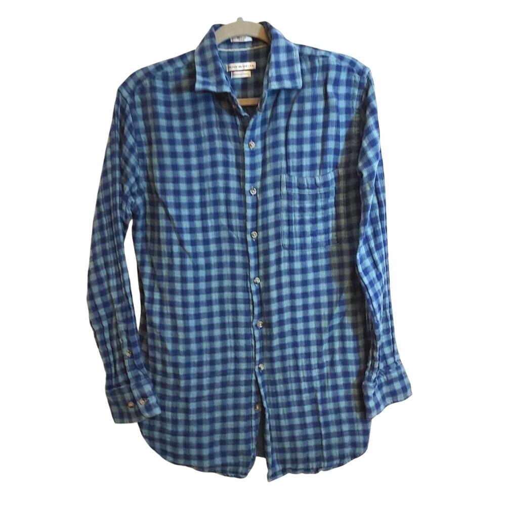 Peter Millar‎ Mountainside Collection Shirt Men L Blue Check Button-Up Classic M